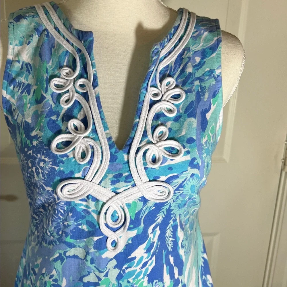 Lilly Pulitzer Blue Green Sleeveless Dress size small 2 4 s - Picture 2 of 5